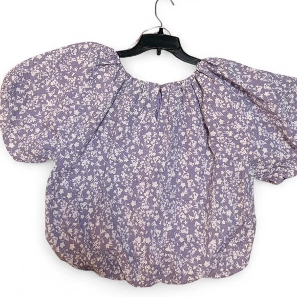Free The Roses Lavender Floral Puff Sleeve Blouse Small Cottagecore Coquette - Picture 2 of 4